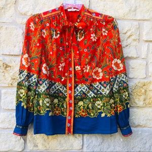 Tory Burch Embroidered Floral Bow Shirt